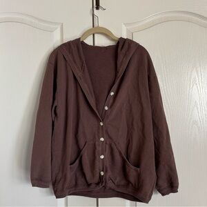 Cocoon mauve button up hoodie long sleeve jacket